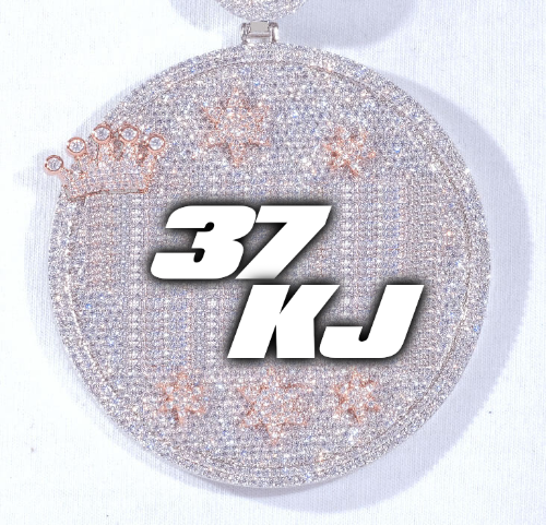 CUSTOM LETTER NECKLACE 3D BIG CROWN DISC