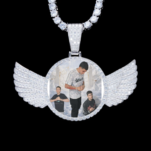 925S & VVS Moissanite 3D Wing Custom Picture Pendant