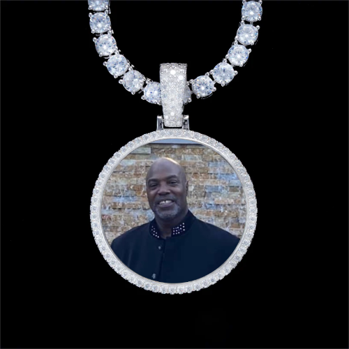 925S & VVS Moissanite 3D Circle Custom Picture Pendant
