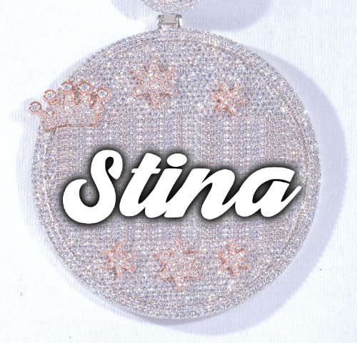 CUSTOM LETTER NECKLACE 3D BIG CROWN DISC