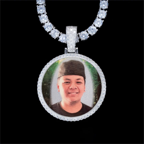 925S & VVS Moissanite 3D Circle Custom Picture Pendant
