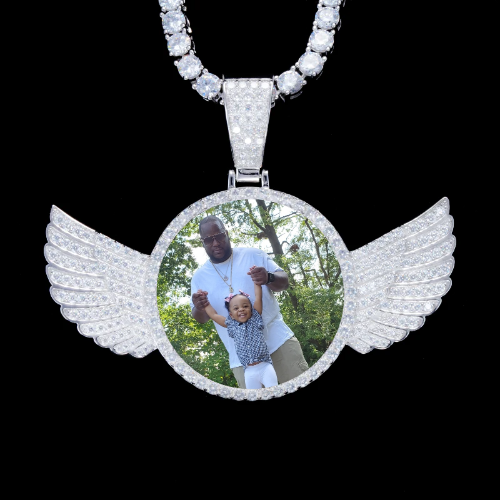 925S & VVS Moissanite 3D Wing Custom Picture Pendant