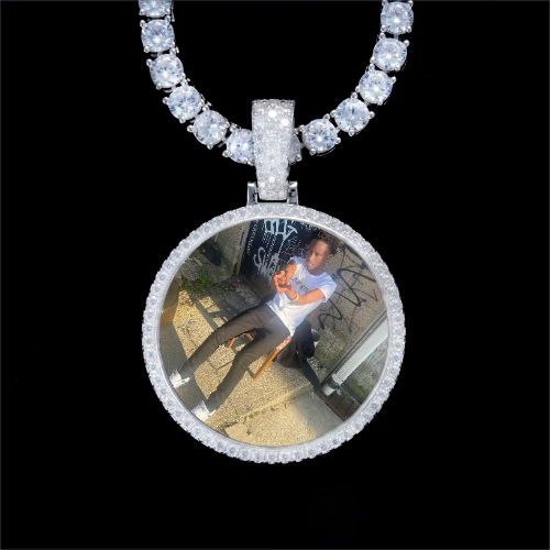 925S & VVS Moissanite 3D Circle Custom Picture Pendant