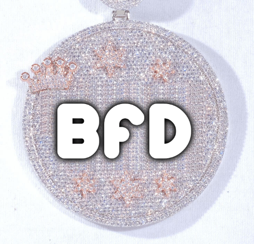 CUSTOM LETTER NECKLACE 3D BIG CROWN DISC