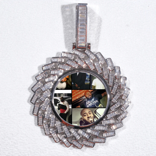 Large 3D Baguette Custom Picture Pendant