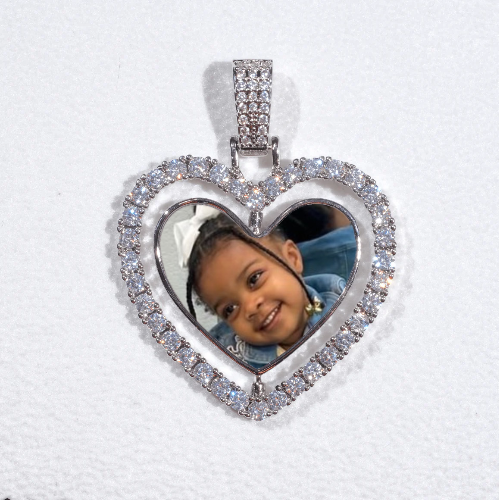 3D Spinning 2-Faced Heart Custom Picture Pendant