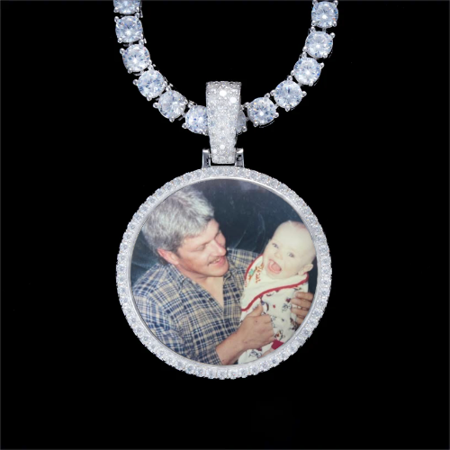 925S & VVS Moissanite 3D Circle Custom Picture Pendant