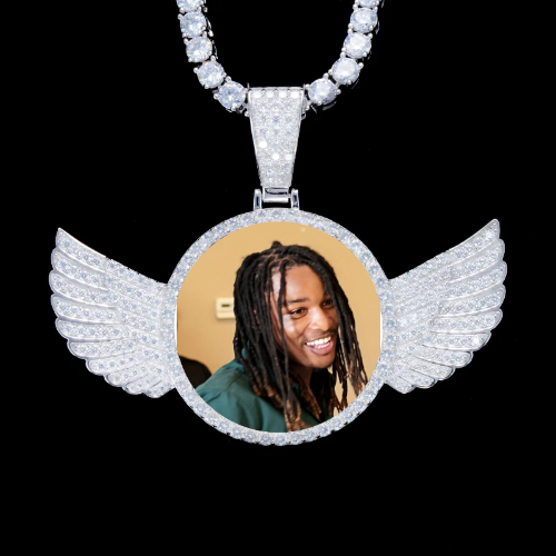 925S & VVS Moissanite 3D Wing Custom Picture Pendant