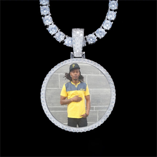 925S & VVS Moissanite 3D Circle Custom Picture Pendant