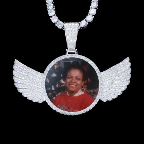 925S & VVS Moissanite 3D Wing Custom Picture Pendant