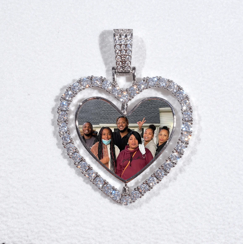 3D Spinning 2-Faced Heart Custom Picture Pendant