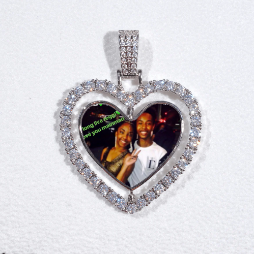 3D Spinning 2-Faced Heart Custom Picture Pendant