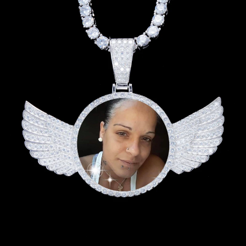 925S & VVS Moissanite 3D Wing Custom Picture Pendant