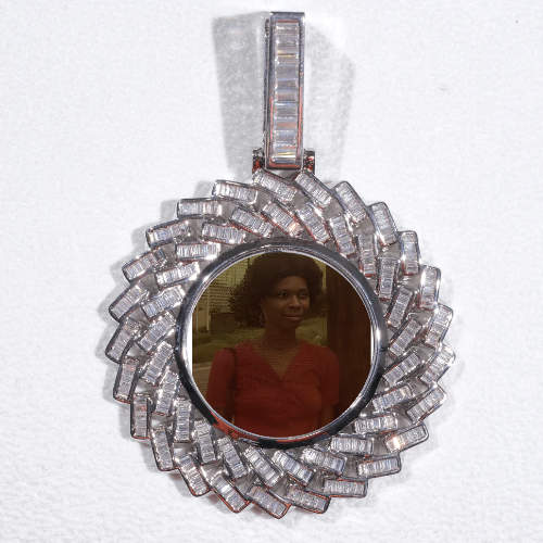 Large 3D Baguette Custom Picture Pendant