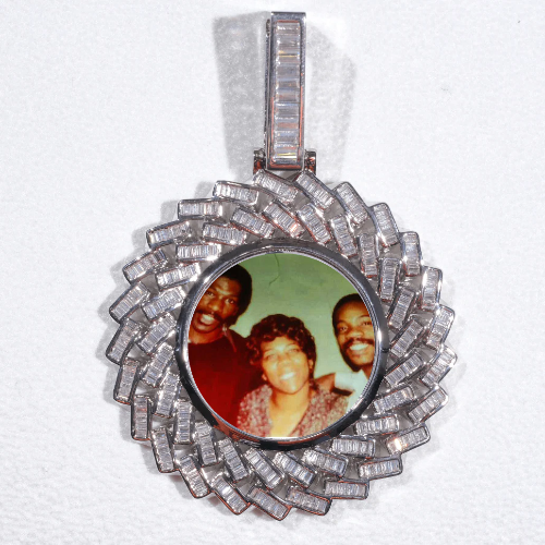 Large 3D Baguette Custom Picture Pendant