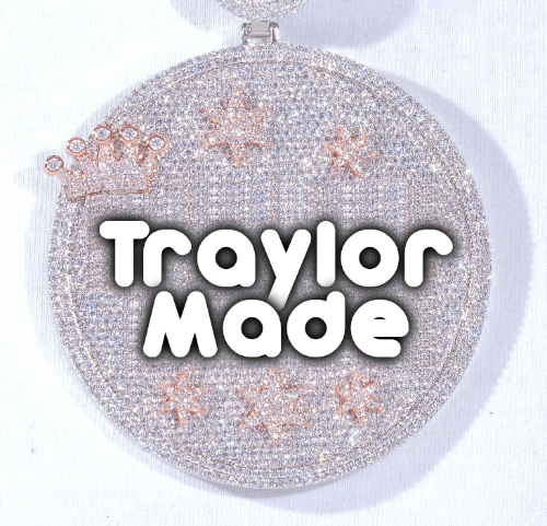 CUSTOM LETTER NECKLACE 3D BIG CROWN DISC