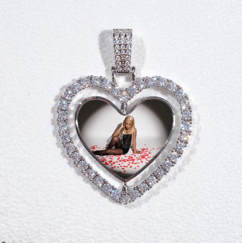 3D Spinning 2-Faced Heart Custom Picture Pendant