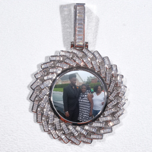 Large 3D Baguette Custom Picture Pendant
