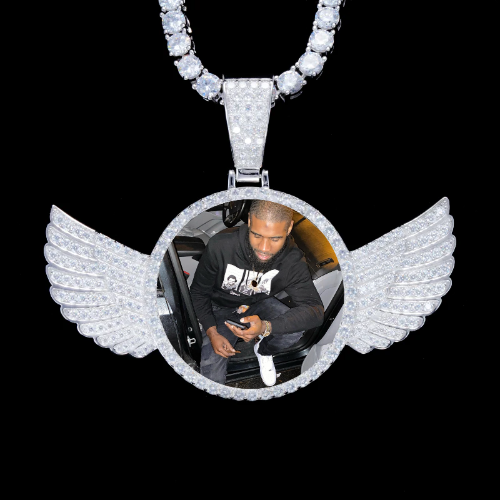 925S & VVS Moissanite 3D Wing Custom Picture Pendant