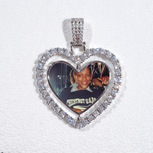 3D Spinning 2-Faced Heart Custom Picture Pendant