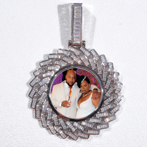 Large 3D Baguette Custom Picture Pendant