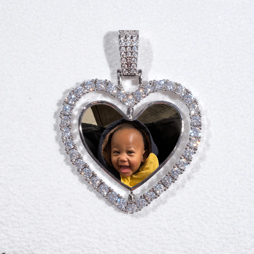 3D Spinning 2-Faced Heart Custom Picture Pendant