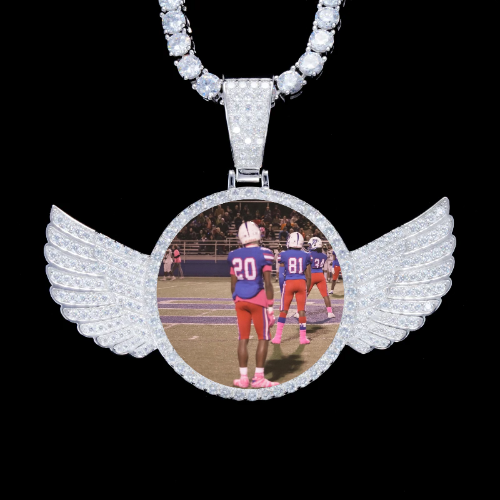 925S & VVS Moissanite 3D Wing Custom Picture Pendant