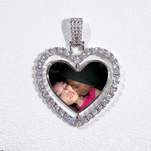 3D Spinning 2-Faced Heart Custom Picture Pendant