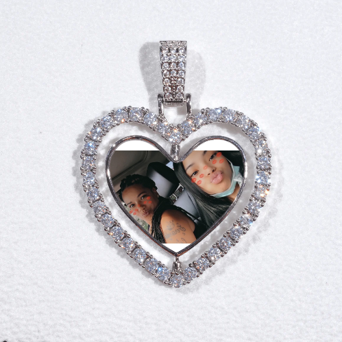 3D Spinning 2-Faced Heart Custom Picture Pendant