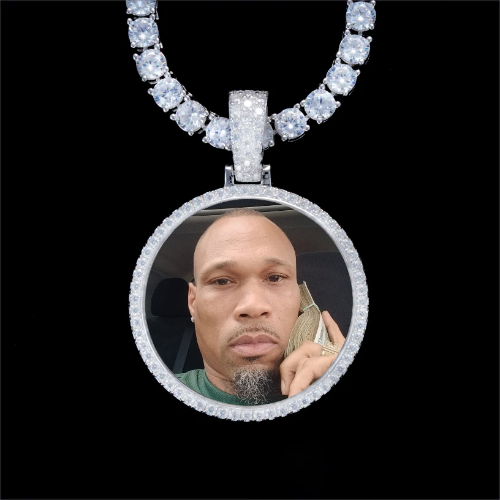 925S & VVS Moissanite 3D Circle Custom Picture Pendant