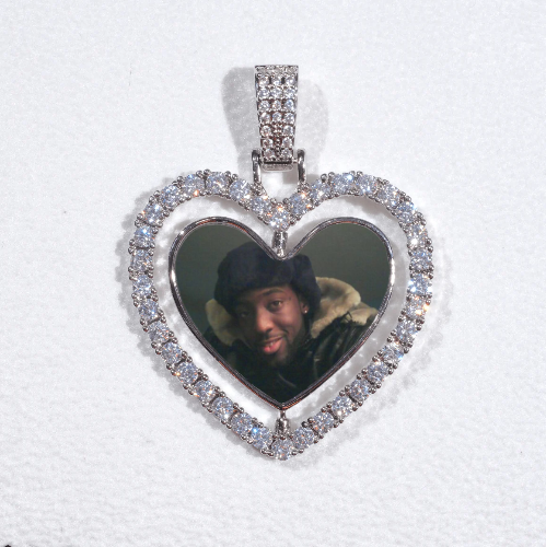 3D Spinning 2-Faced Heart Custom Picture Pendant