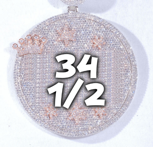 CUSTOM LETTER NECKLACE 3D BIG CROWN DISC