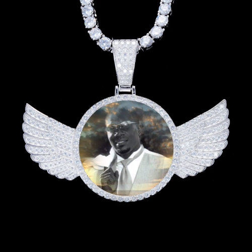 925S & VVS Moissanite 3D Wing Custom Picture Pendant