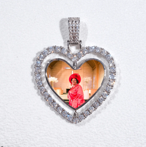 3D Spinning 2-Faced Heart Custom Picture Pendant
