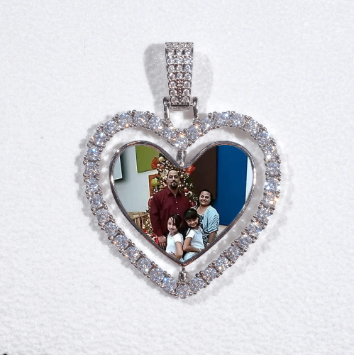 3D Spinning 2-Faced Heart Custom Picture Pendant