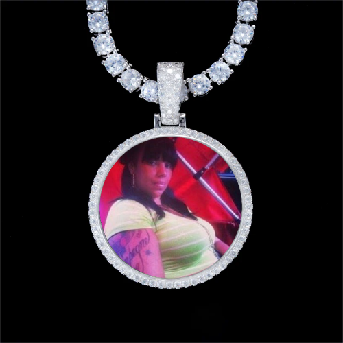 925S & VVS Moissanite 3D Circle Custom Picture Pendant