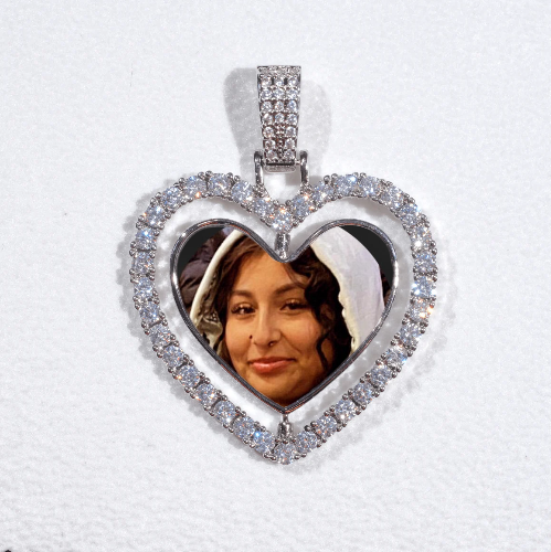3D Spinning 2-Faced Heart Custom Picture Pendant