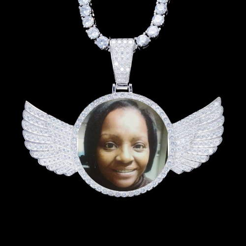 925S & VVS Moissanite 3D Wing Custom Picture Pendant
