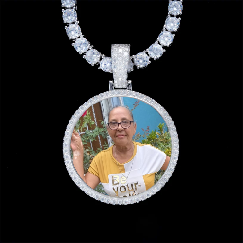 925S & VVS Moissanite 3D Circle Custom Picture Pendant