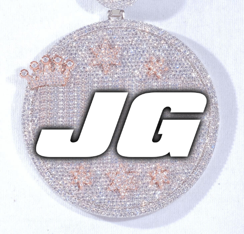 CUSTOM LETTER NECKLACE 3D BIG CROWN DISC