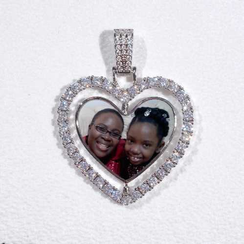 3D Spinning 2-Faced Heart Custom Picture Pendant
