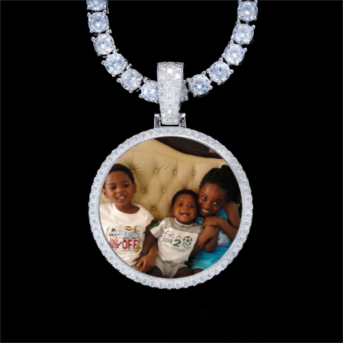 925S & VVS Moissanite 3D Circle Custom Picture Pendant