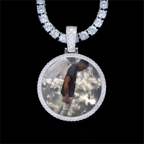 925S & VVS Moissanite 3D Circle Custom Picture Pendant