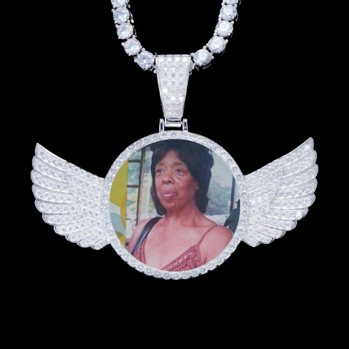 925S & VVS Moissanite 3D Wing Custom Picture Pendant