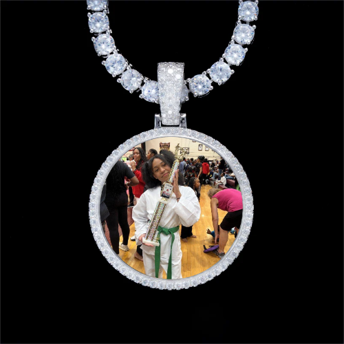 925S & VVS Moissanite 3D Circle Custom Picture Pendant