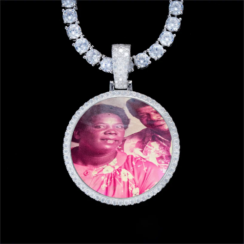 925S & VVS Moissanite 3D Circle Custom Picture Pendant