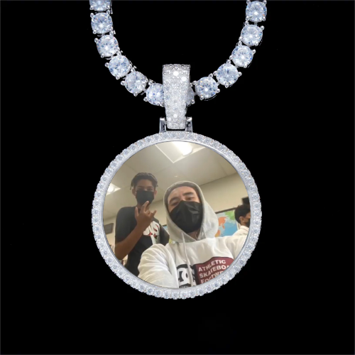 925S & VVS Moissanite 3D Circle Custom Picture Pendant