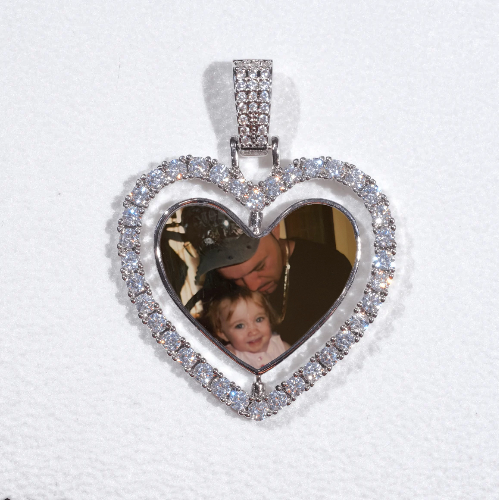 3D Spinning 2-Faced Heart Custom Picture Pendant