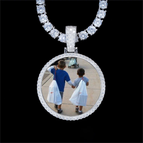 925S & VVS Moissanite 3D Circle Custom Picture Pendant