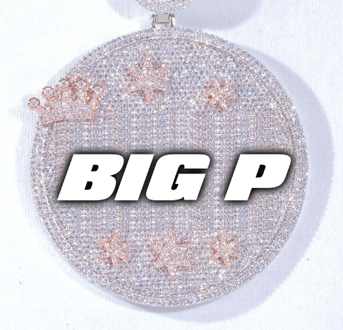 CUSTOM LETTER NECKLACE 3D BIG CROWN DISC